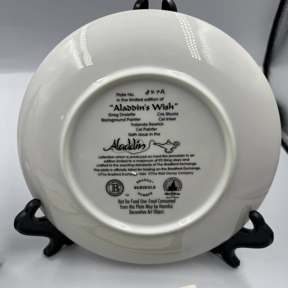 Bradford Exchange Disney Aladdin Collector Plates 5 6 7 8 Jasmine Genie Vintage - Picture 9 of 9